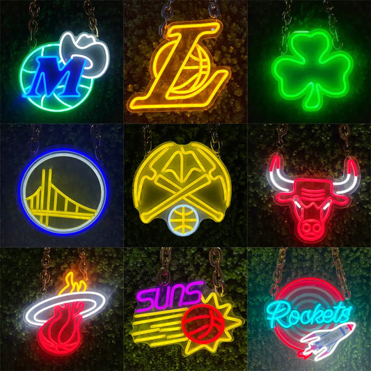 nba team logo neon sign