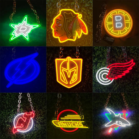 Fashion style team logo neon chains for the NHL fans